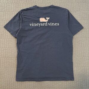 Vineyard Vines T Shirt Men Medium Navy Blue Faded Preppy Summer Double Side Logo